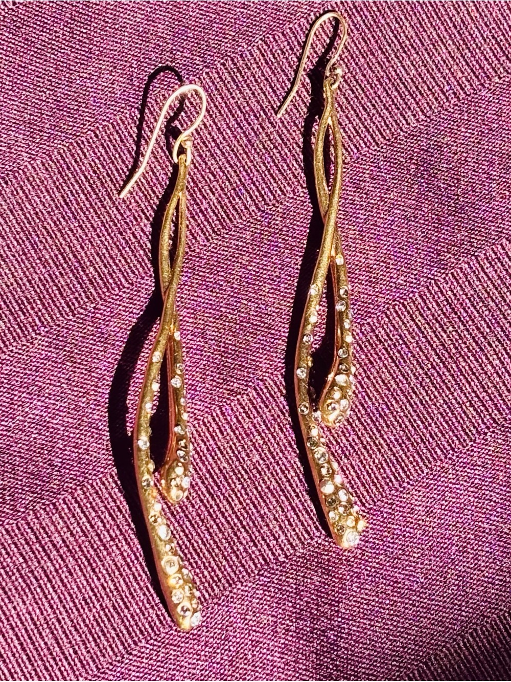 Alexis Bittar Gold Twisted Crystal Drop Earrings